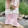 Women's Fashionable High End Anti Slip Waterproof Mid Tube Drawstring Rain Shoes