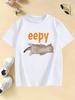 Eepy Cat Design Printed Funny T Shirts pure cotton Unisex and Women Tshirt 2026 Summer Spring Casual Top Tee Shirt