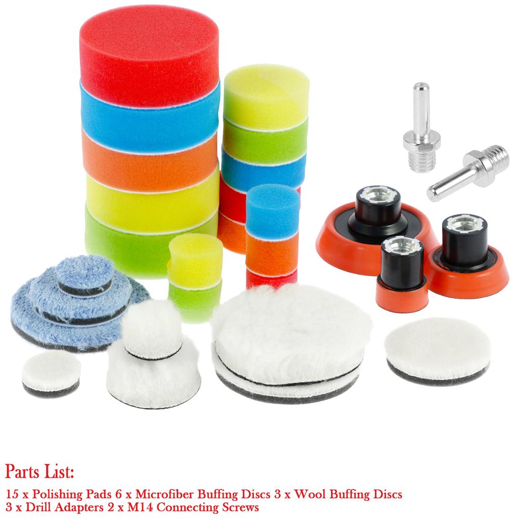 29 STÜCKE Auto Polierschwamm Pads Set Polieren Puffer Schaumstoffpad Puffer Set Poliermaschine Wachspads Entfernt Kratzer 1/2/3 Zoll