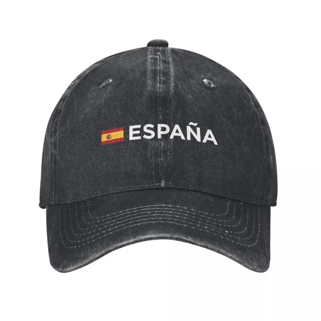 ESPANA Flaga Hiszpanii Wysokiej klasy Unisex Damska Czapka z Daszkiem Zniszczone Dżinsowe Czapki Kapelusz Vintage Outdoorowe Treningi Nakrycia Głowy