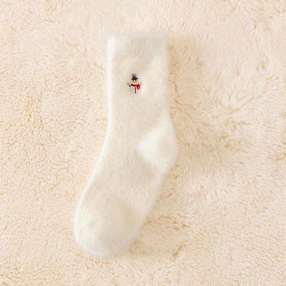 Winter Warm Christmas Pattern Socks Mink Velvet Xmas Tree Snowman Elk Socks