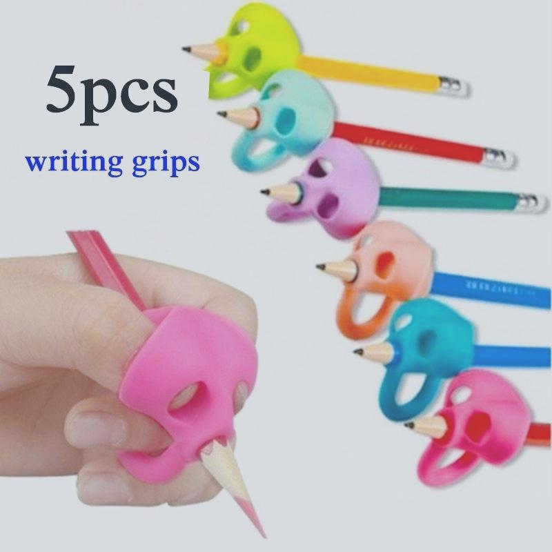 

5 шт. силиконовая ручка-карандаш для обучения письму для детей, ручка для письма, устройство для коррекции письма Childre 5pcs
