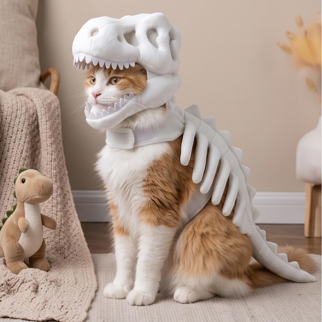 Dog Cat Dress Up Dark Dinosaur Skeleton Print Halloween Funny Pet Costume Small Medium Dogs Cats Clothes