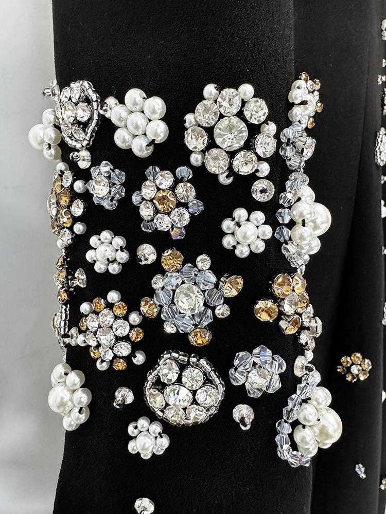 High-End Beaded Rhinestone Fitted Evening Gown