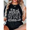 Women's Funny Letter Print Tee Casual Round Neck Short Sleeve Versatile Top