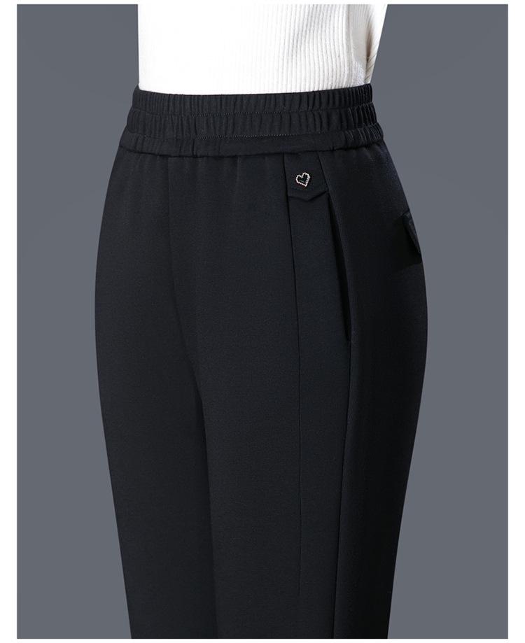 Fleece-Lined High Waist Loose Fit Women's Harem Pants for Middle-Aged and Elderly