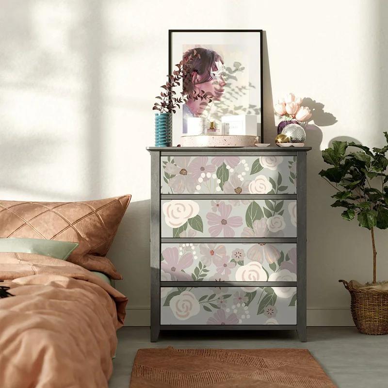 Modern flower peeling wallpaper natural flower self-adhesive wallpaper waterproof detachable leaf wallpaper home decor