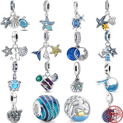 New Copper Turtle Sea Star Ocean Series Dangle Pendant Bead Diy Fit Original Pendant Charm Bracelet Women Jewelry