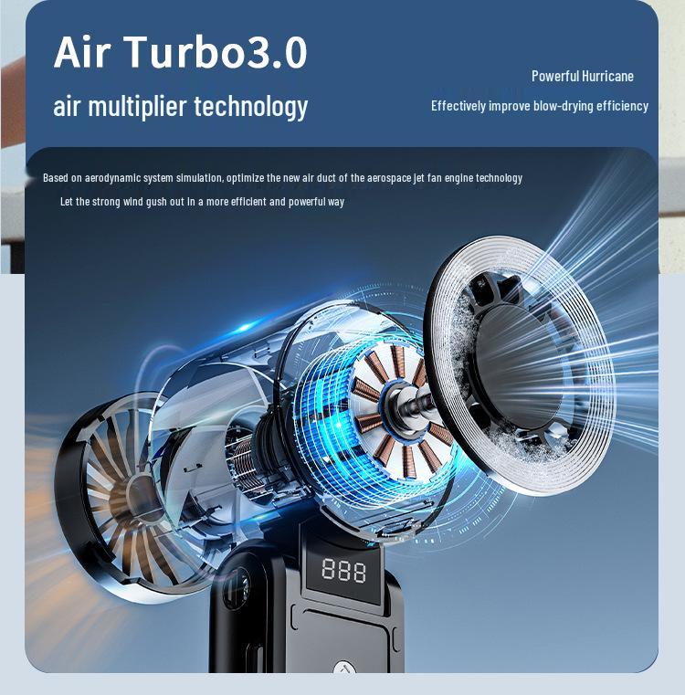 High-Speed Foldable Handheld Fan with 100 Adjustable Gears and Turbo Cooling