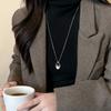 Korean Style Long Pendant Necklace Women's Autumn Winter Luxury Vintage Saddle Bag Pendant Sweater Chain Accessory Silver