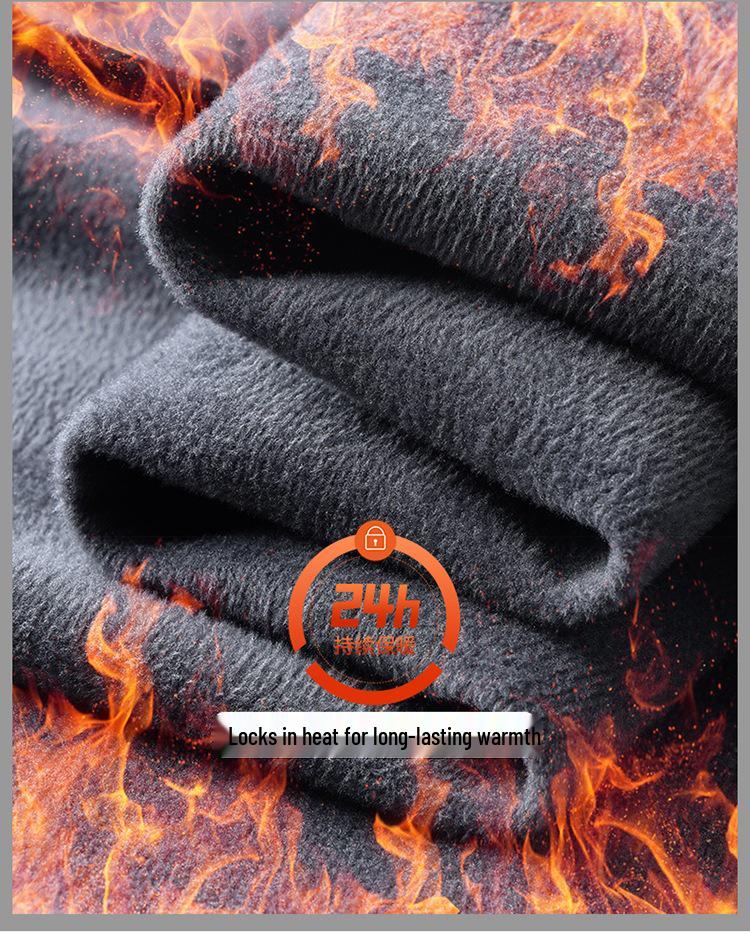 Men's Fleece-Lined Corduroy Pants - Slim Fit, Straight Leg, Business Casual for Autumn and Winter