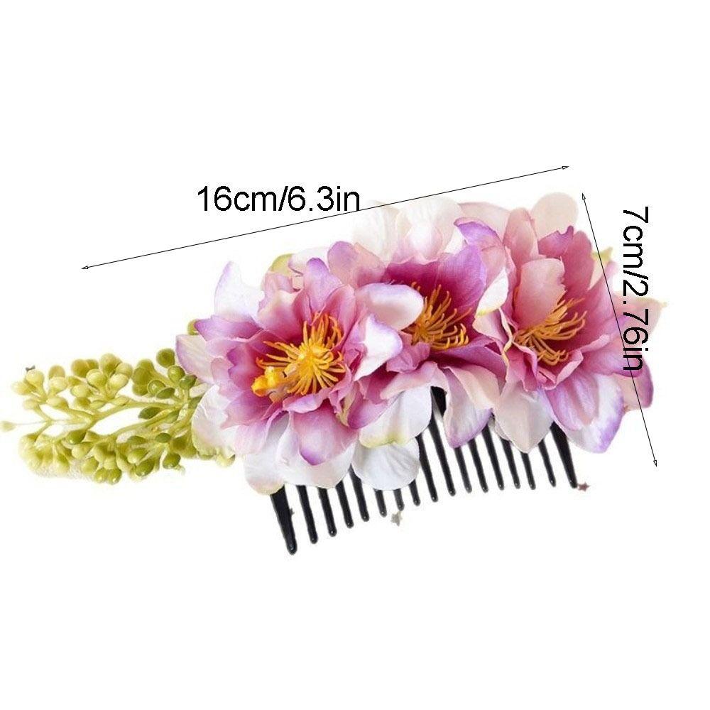 Simulated Flower Flower Hair Comb Multicolor Ethnic Style Thai Hair Comb Barrettes Tooth Inserted Bridal Hairpin Thailand