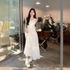 Korean-Style Wood Ear Trim Camisole Midi Dress - Sweet Summer Fairy Style