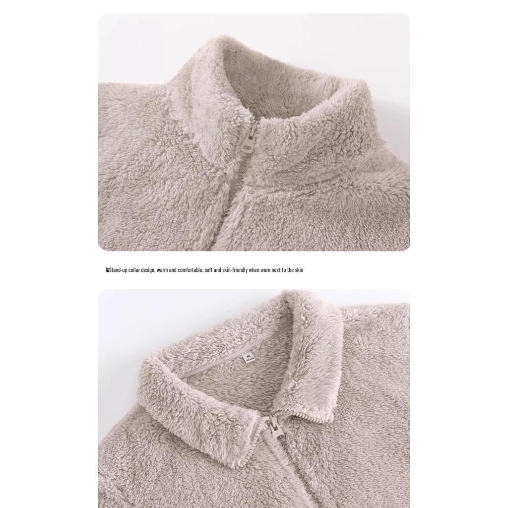 Women's Double-Sided Fleece Jacket - 2024 New Autumn/Winter Gray Stand-Up Collar Coat