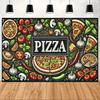2D Flat Single-piece Food-themed Pizza Party Background Cloth Birthday Banner and Flag Supplies