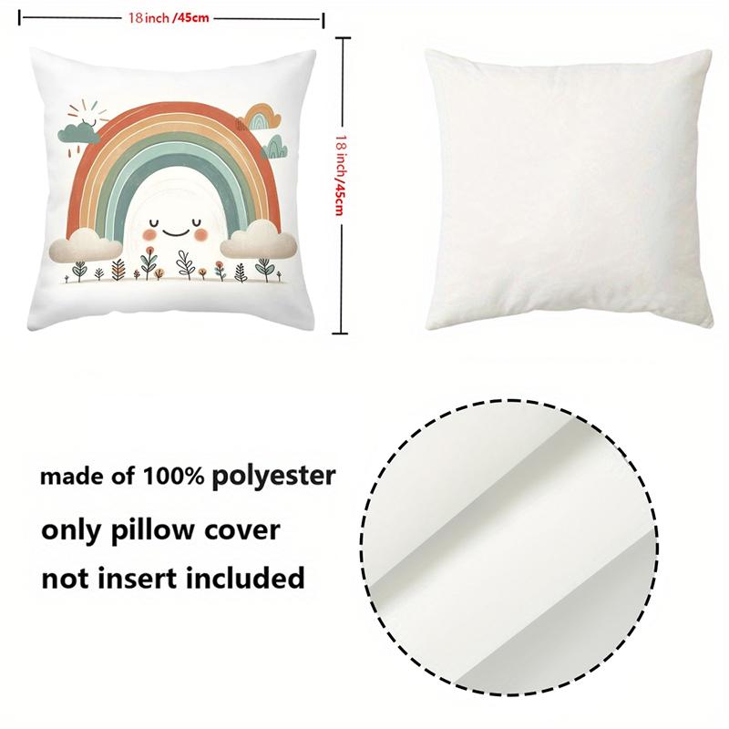 Cute Rainbow Patterned Cushion Covers for Home Decor Polyester Pillowcase, Sofa Decorative Cushion Cov Headboard Pillow