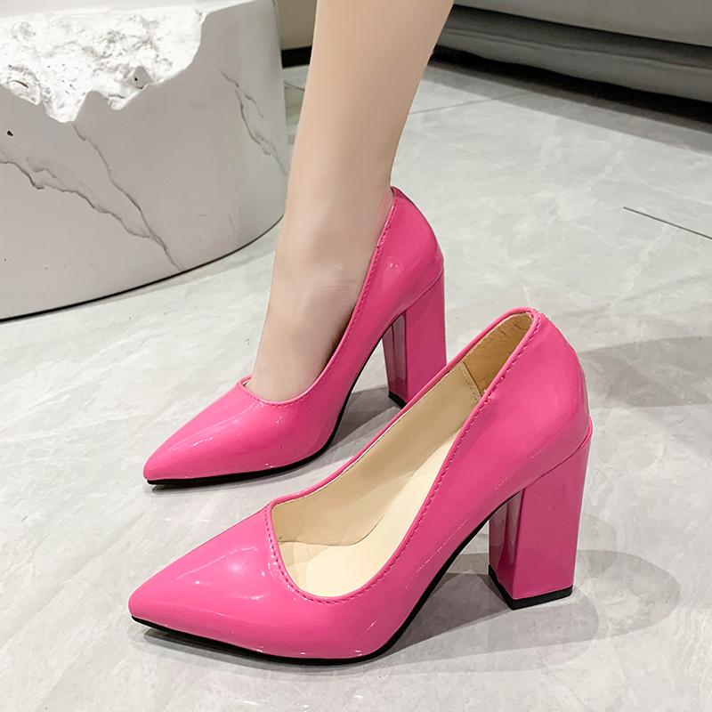 Fashion Aphixta New Barby Pink Pumps Women Shoes 7cm/10cm Square Heels Patent Leather Multicolor Party Leisure Super Big Szie 35-53
