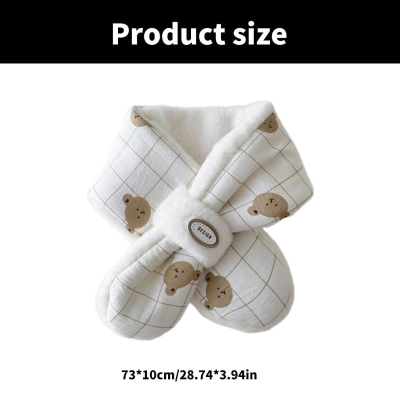 Children's Scarf Autumn/Winter 2024 Cartoon Bear Neckerchief Stylish Thickened Baby Warm Neck Scarf Trendy Neckwear