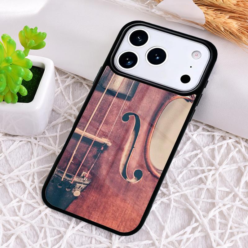 Wood Cello Violin Shockproof Phone Case for iPhone 17 Air 16e 15 11 12 14 13 Pro Max Cover Coque
