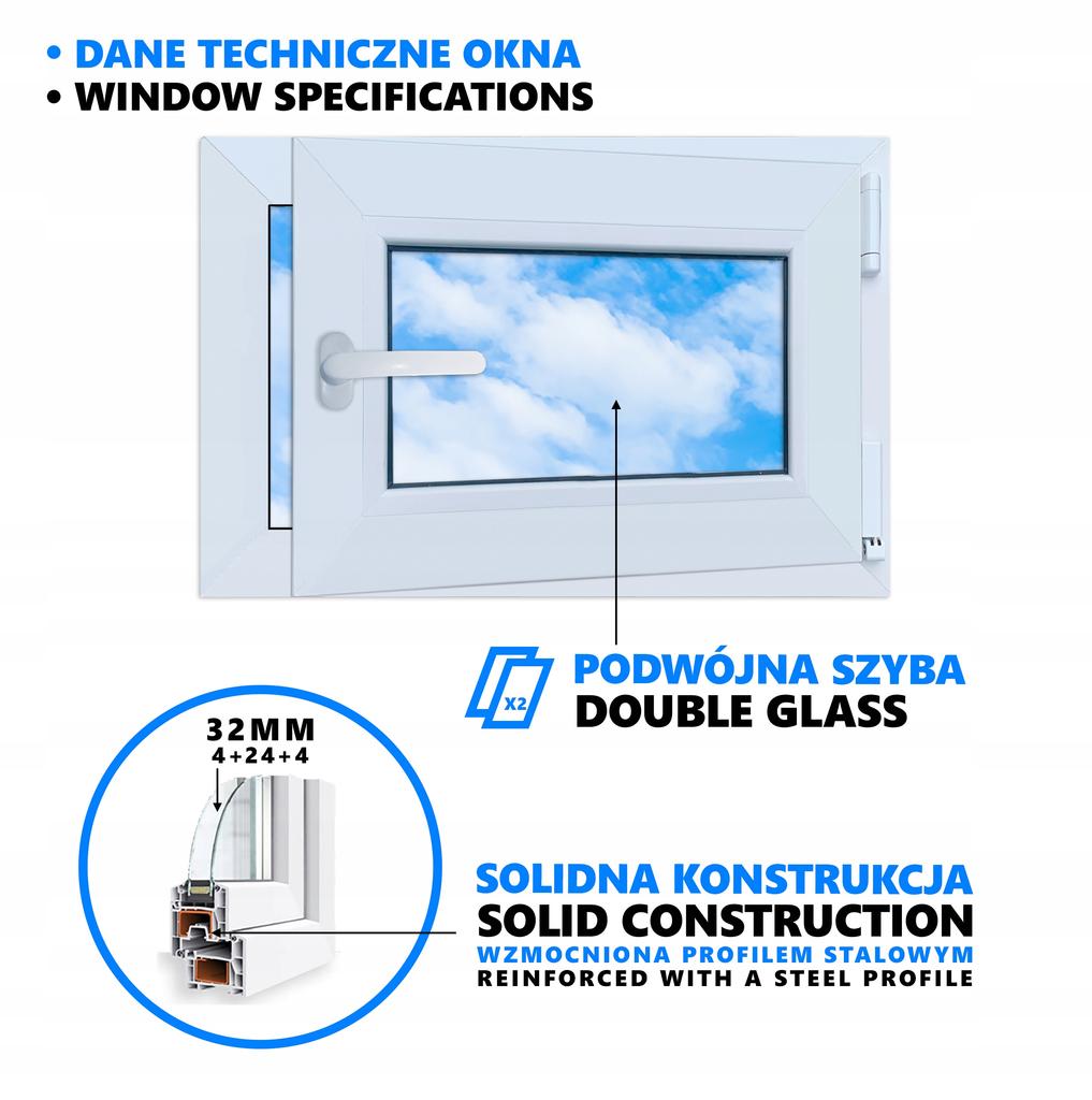 Finestra PVC Antracite 60X40 Destra, Nuova 600X400 Mm Vasistas-Apertura a Ribalta Bi-Vetro