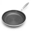 Boryenty Edelstahl Bratpfanne Induktion und Gasherd Wabenmuster Ideal zum Braten und Benötigt Weniger Einfach für den Hausgebrauch Pfanne, 28cm, Kompatibel,