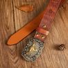 Women Western Belt Engraved Bull Metal Buckle Pants Belt Unisex Cowgirl Belt