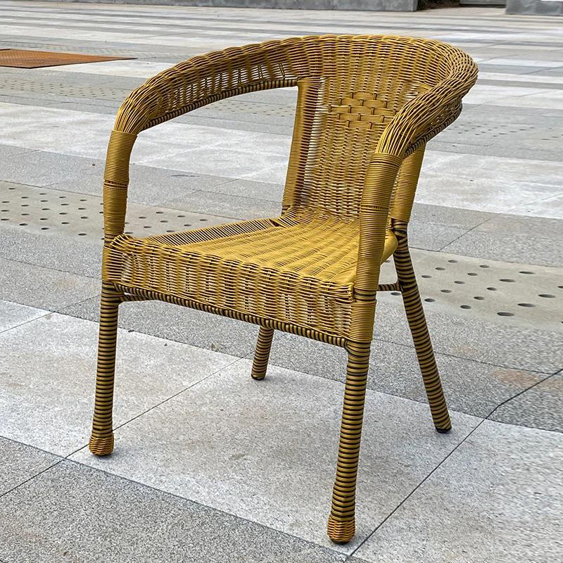 Senioren-Gartenmöbel-Set Rattan Balkonstuhl: Einzelsessel mit Rückenlehne und Hocker für den Außenbereich