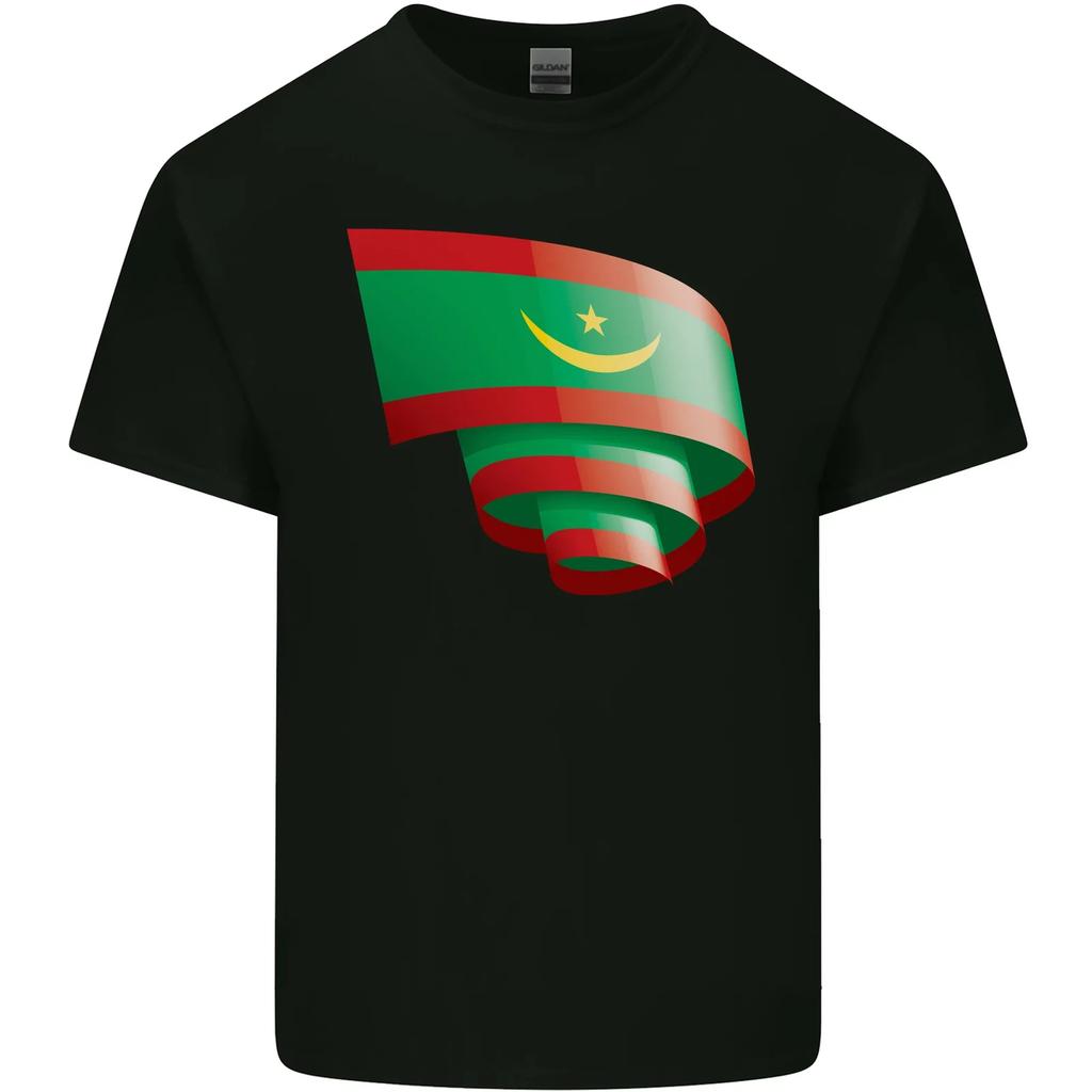 Curled Mauritania Flag Mauritanian Day Football Kids T-Shirt Childrens