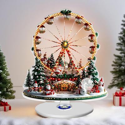 Böhmischer Stil 2D Acryl Winter Riesenrad Schneehaus Weihnachts-Festival Dekor Desktop Ornament 2026 Weihnachten Navidad Party Geschenk