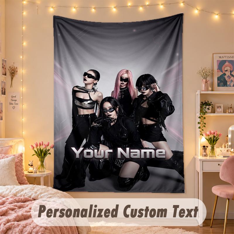 Custom Personalized Tapestry,aespa Print Custom Name Text Wall Art Hanging for Bedroom