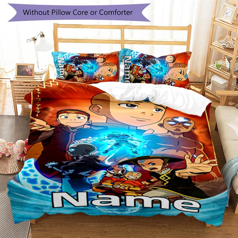 3pcs Custom Name Avatar The Last Airbender Bedding Set Duvet Cover Closure Includes 1 Duvet Cover & 2 Pillowcases for All Seasons Bedroom Decor