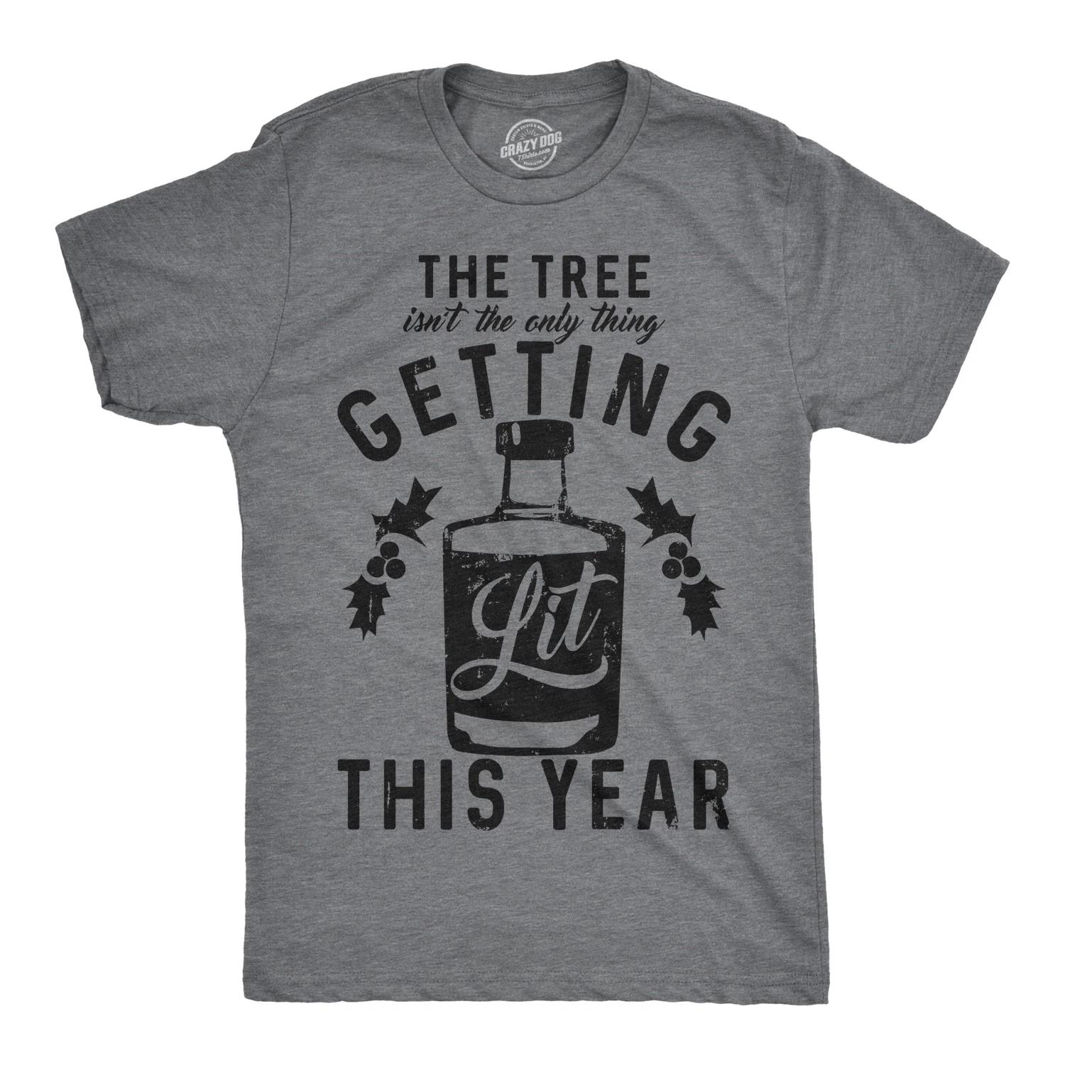 Mens The Tree Isnt The Only Thing Getting Lit T shirt Funny Christmas Sarcastic XL