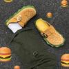 Fashion Yellow Hamburger Slippers Adult Metal Belt Buckle Soft Flat Outwear Thick-Soled Casual Beach Sandals New Shoes for Women