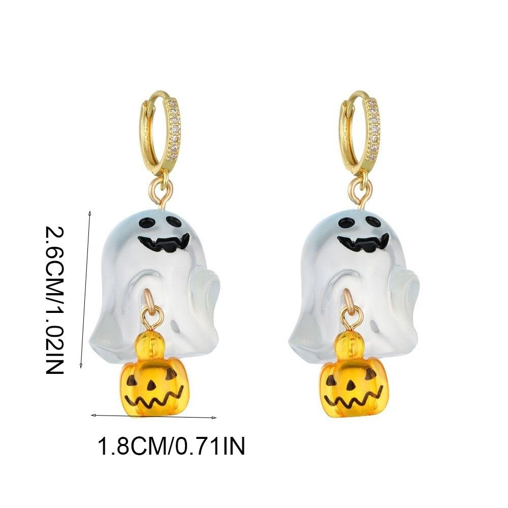 Rhinestone Ghost Ear Studs Resin Pumpkin Dangle Earrings Personality Halloween Earrings  Girl