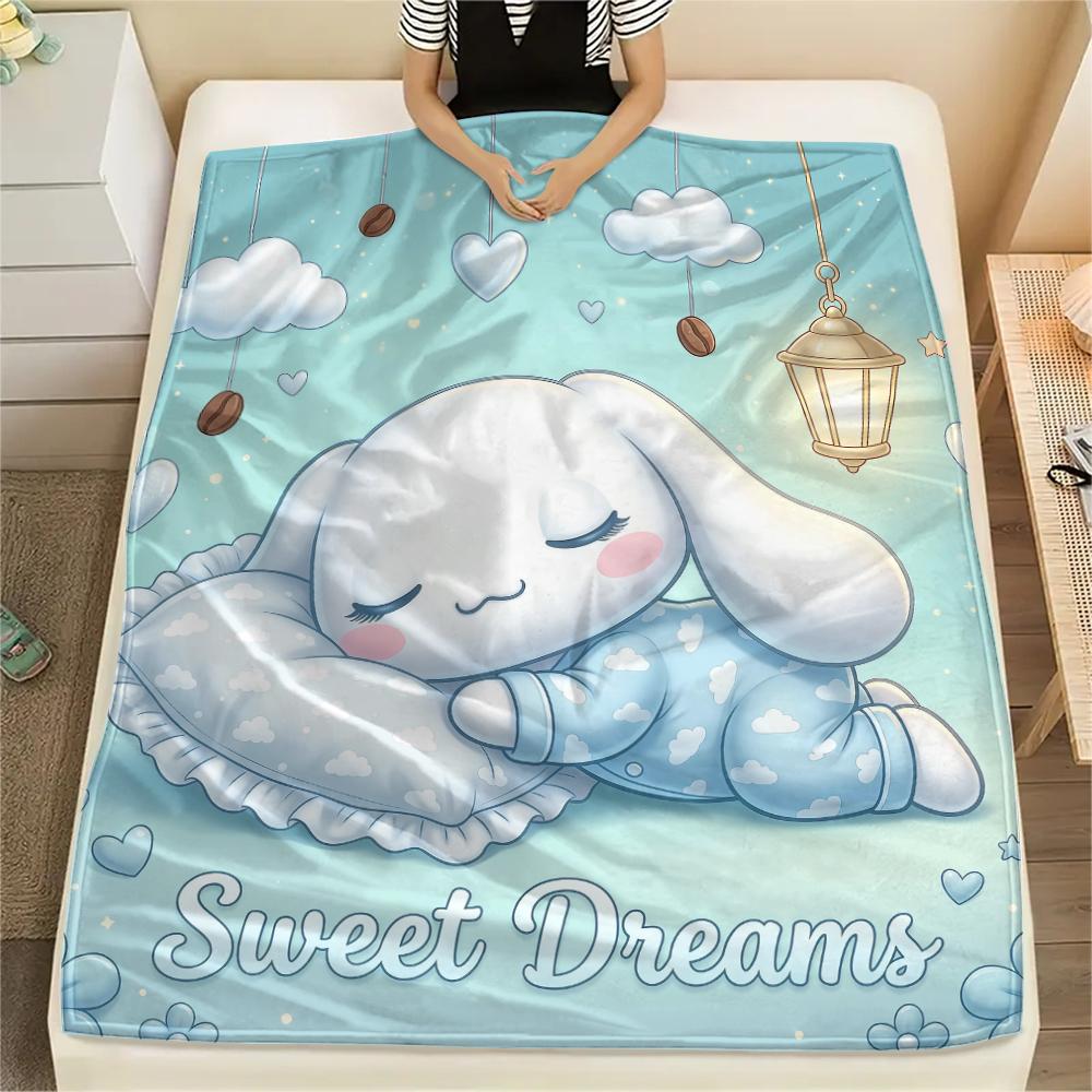 1 Stück Cinnamoroll-Print Flanelldecke, Hohe Qualität für alle Jahreszeiten, Heimdekoration, Wärme und Komfort, Perfekt für Weihnachtsgeschenke