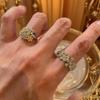 Yellow Diamond Small Floral Ring Luxurious and High-end Feel Open Index Finger Ring Simple Socialite Style Jewelry Accessories