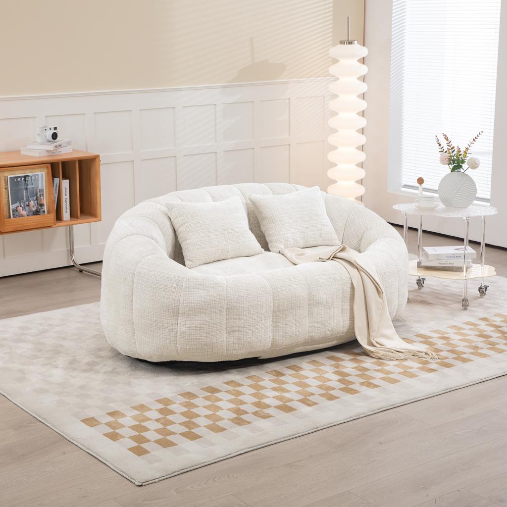 Bean Bag Sofa Lazy Sofa Durable Comfort Lounger High Back Chair for Adults and Children, Indoor & Outdoor, Soft Lounge Chair (Beige Chenille)