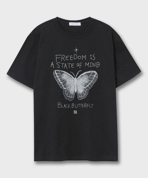 Mimdeowodeulobeu Black Butterfly T-Shirt_White