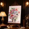 5D DIY Frameless Pearl Painting Flowers and Cats Pattern Painting Kit, Suitable for Home Living Room Bedroom and Other Wall Decoration Art Paintings
