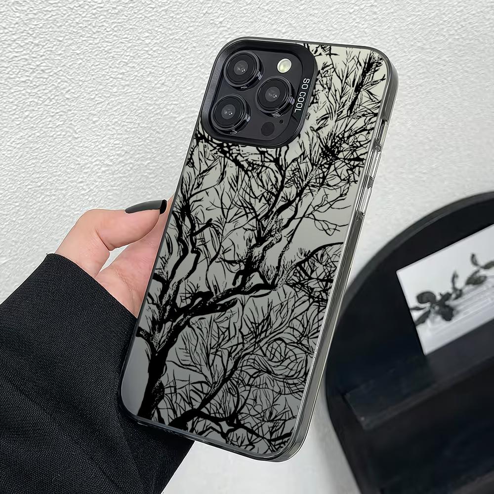 Branch Fork Design Pattern Phone Case Suitable for iPhone 17 16 15 14 13 12 11 Pro/Max/Plus Anti Drop and Shockproof Back Cover