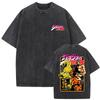 Anime JoJo's Bizarre Adventure Jolyne Washed Vintage T-shirt Summer Men Women Manga Casual Cotton Crewneck Short Sleeve T Shirt
