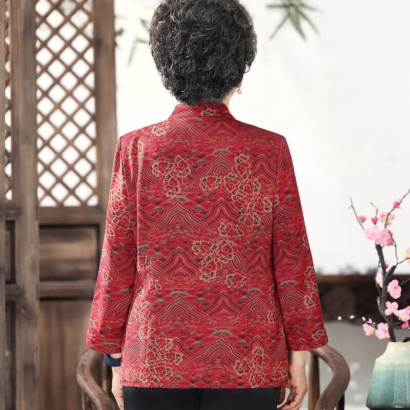 YUZHAOLIN Mid-Aged Women's Seven-Sleeve Loose-Fit Shirt