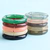 New Acrylic Jelly Color Bamboo Tube Beads Bracelets for Women Wristband Resin Stretched Ridged Elbow Bracelet Bangles Jewelry