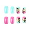 24 Pcs Gradient Artificial Nail Short Square Full Cover False Nail Glossy Stick On Nail Coconut Tree Press On Nail