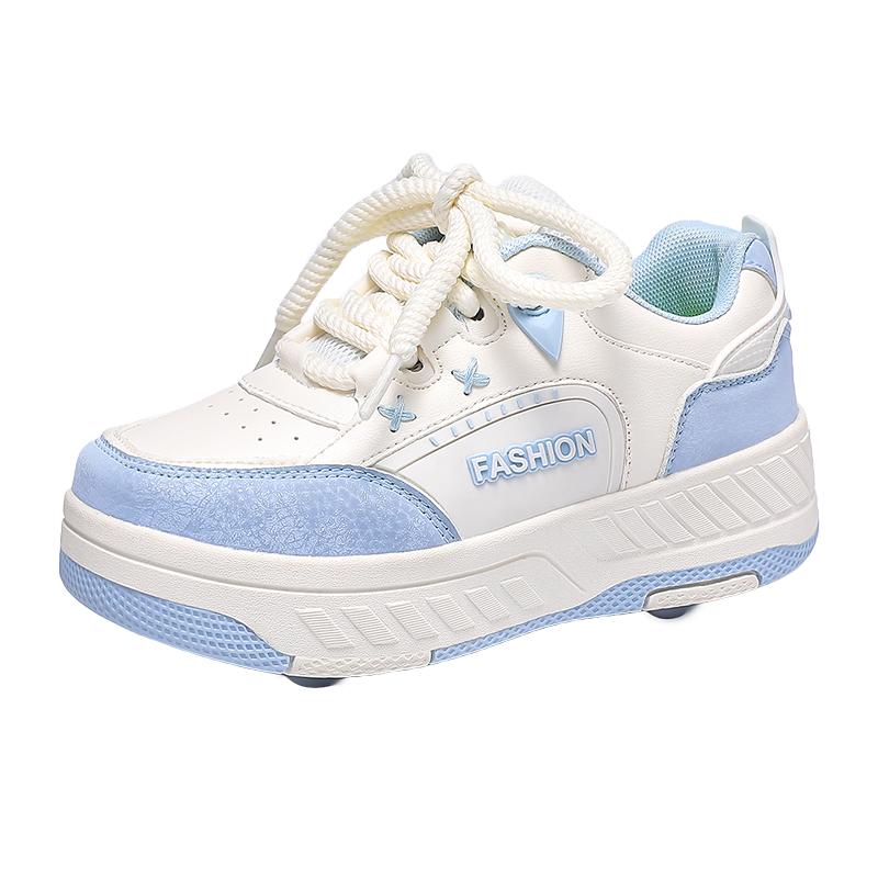 

Kids Roller Skate Shoes Fashion Casual Sports Children 4-Wheels Sneakers for Boys and Girls Gift Nice Footwear 40 синий