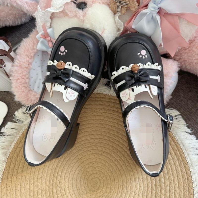Kitten Beaded Sweet Cute Shoes Women's Autumn Flat-bottomed Sailor Suit Mary Jane Single Shoes