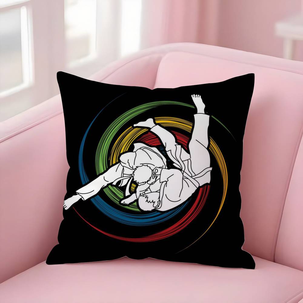 Sports Judo Martial Arts Pillow Case Sofa Short Plush Double-Sided Hd Printing Room Home Office Gift Cushion Cover