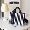 MANATAS Striped Mini Tote Bag, Canvas, 2-Way, Women's Lunch Bag, Cute Vertical Stripes, Lightweight, Divided, Freestanding Cart Bag, Golf Bag (Pink)