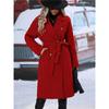 Cappotto da Donna Doppiopetto di Media Lunghezza in Misto Lana - Cappotto con Tasca a Revers Tacca