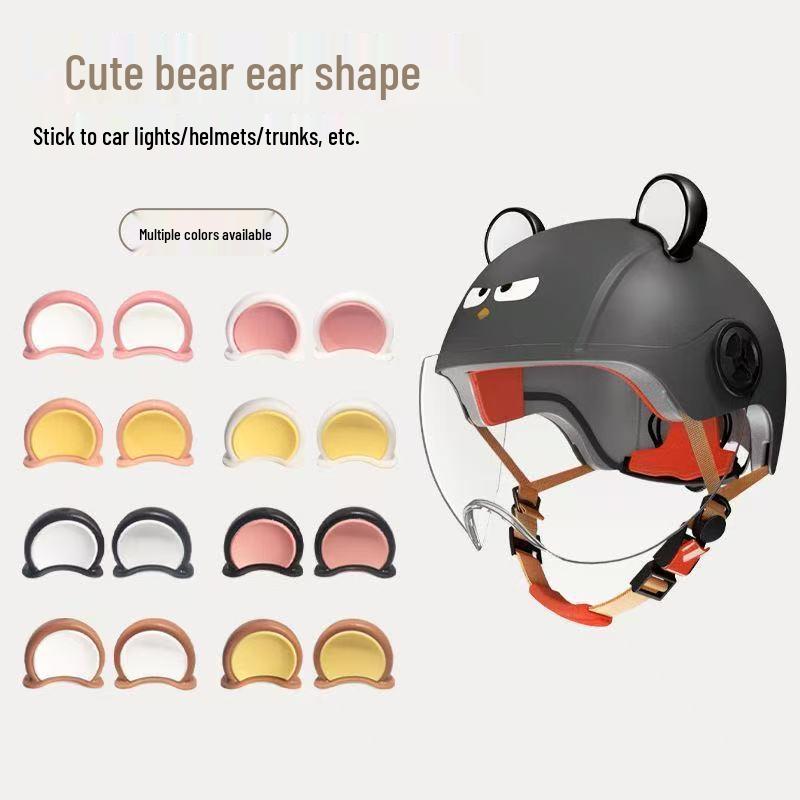 Yadea Bear Ear Electric Scooter Accessories: Cute Battery Car Stickers & Creative Helmet Decorations.